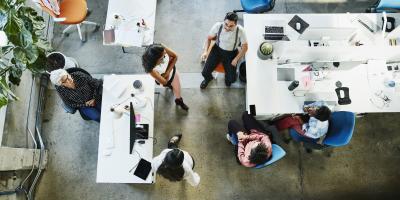 People and conference room table