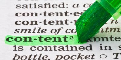 Green highlighter marks the definition of content