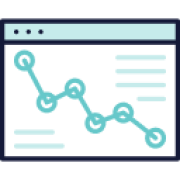 line art web browser with analytics trending down