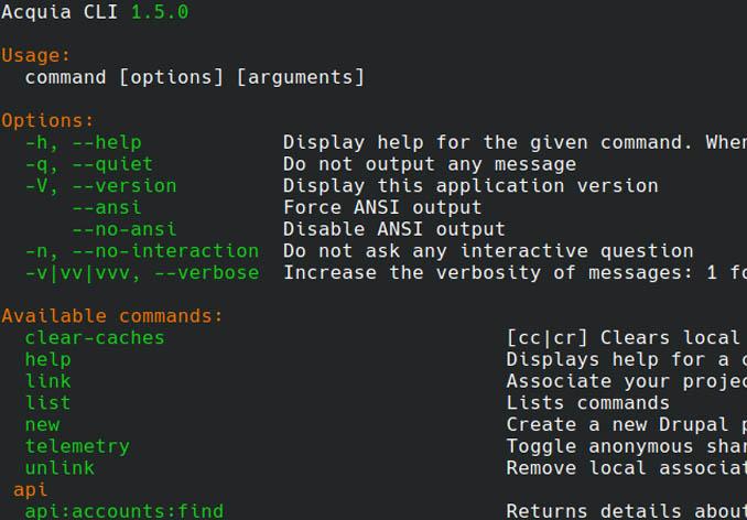 Acquia CLI Screenshot