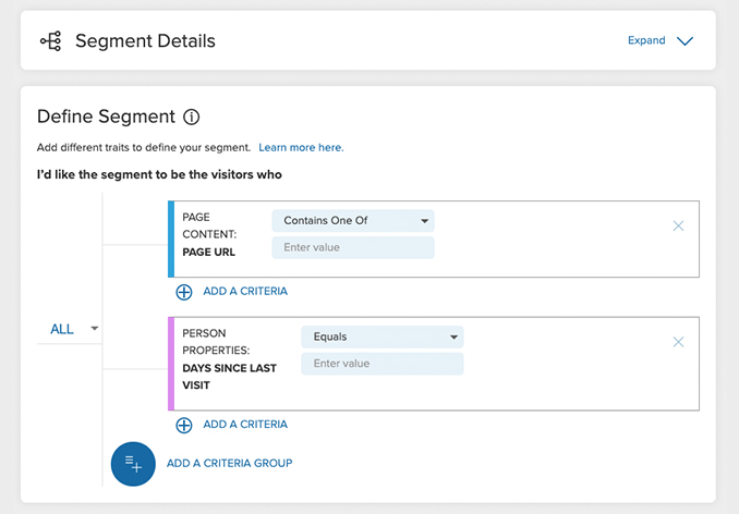 Personalization - Segment Builder