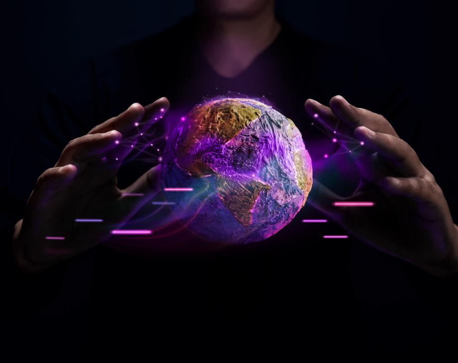 Hands with globe in center