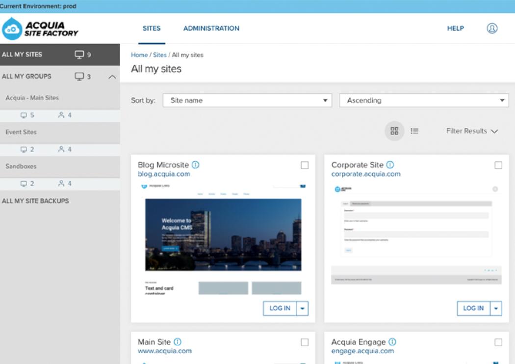 Site Factory Dashboard