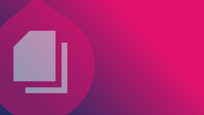 Navy to pink gradient with Acquia Dam Product logo