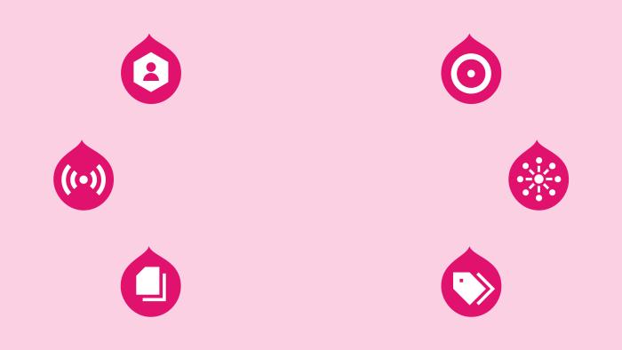 The Marketing Cloud product logos on a light pink background 