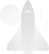 [Icon - White] Rocketship Blasting Off Again